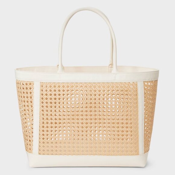 a new day Handbags - NEW Caning Tote Handbag - A New Day™ White: Structured Woven